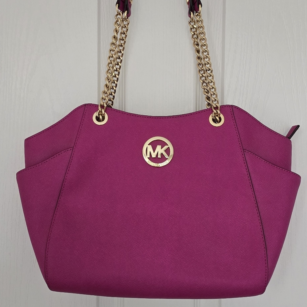 Michael Kors Fuchsia Shoulder Bag with Gold Accents